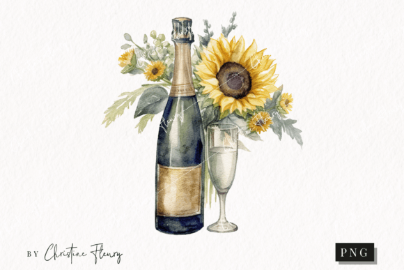 Download Watercolor Sunflower Champagne Clipart - Water Collection
