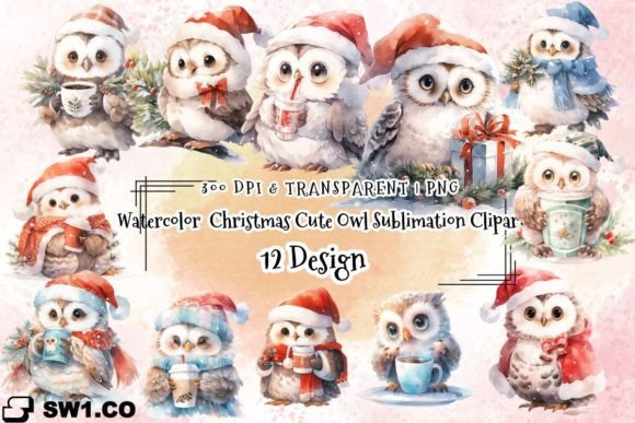 Download Watercolor Christmas Owl Sublimation - Owl sublimation Collection