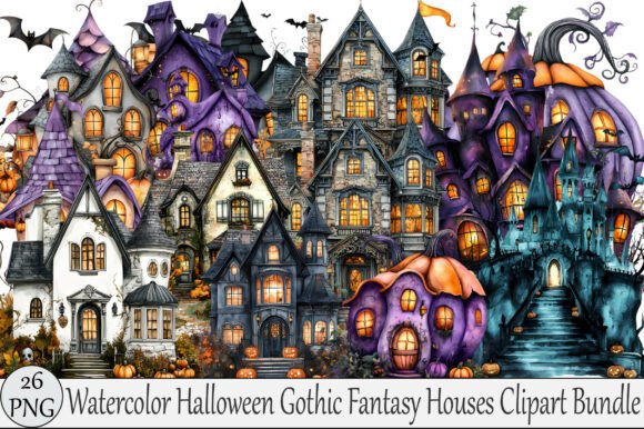Download Watercolor Halloween Gothic Fantasy - Water Collection