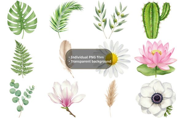 Download Vibrant Watercolor Botanical Clipart - Water Collection