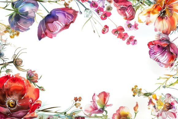 Download Watercolor Floral Frame - Water Collection