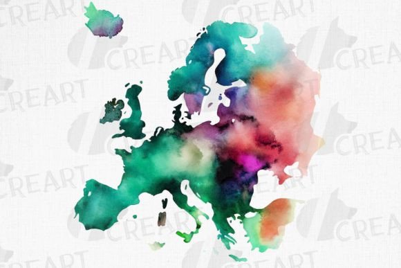 Download Watercolour Europe Map Clipart Graphic - Water Collection
