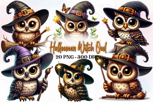 Download Halloween Witch Owl Watercolor Clipart - Water Collection