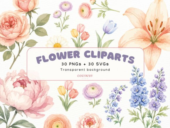 Download Flowers Watercolor Cliparts, Pastel PNG - Water Collection