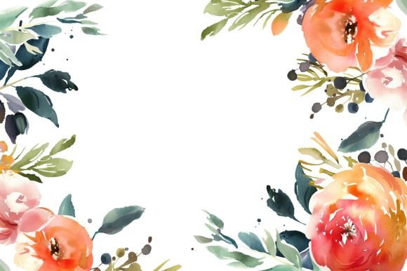 Download Watercolor Floral Frame - Water Collection