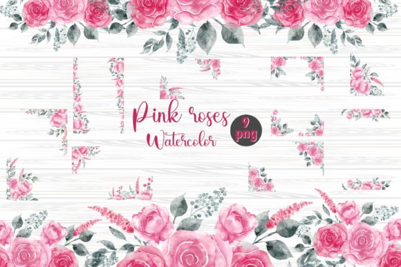 Download Pink Roses Frame Watercolor Floral Frame - Water Collection