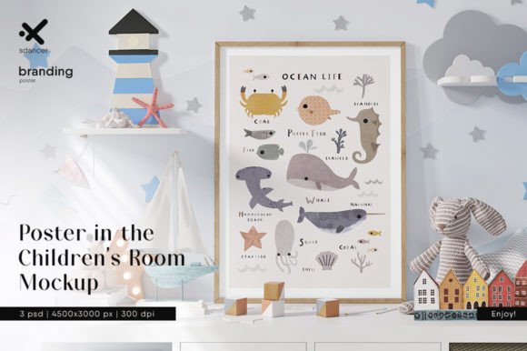 Download Poster in the Children's Room Mockup - Mockup Collection