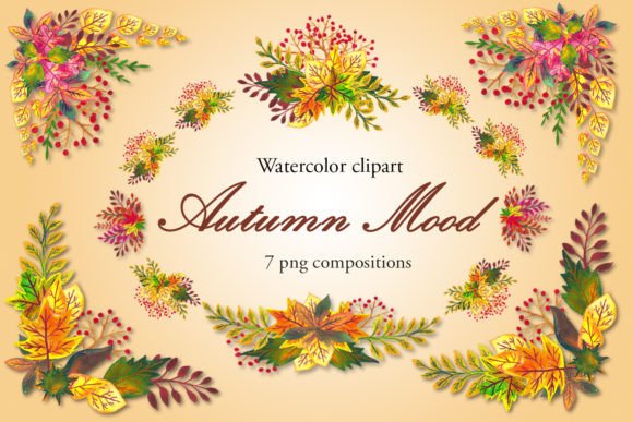 Download Autumn Leaves Watercolor Compositions - Water Collection