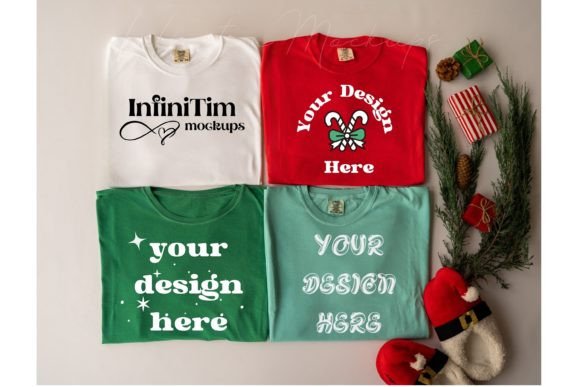 Download Group Tshirt Mockups Christmas Flat Lay - Mockup Collection