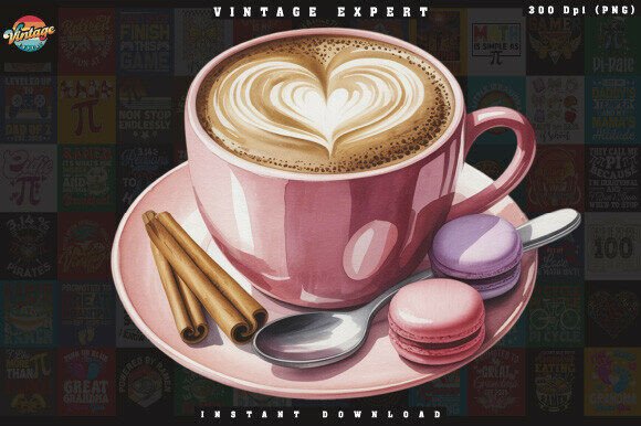 Download Watercolor Coffee and Macarons PNG - Water Collection