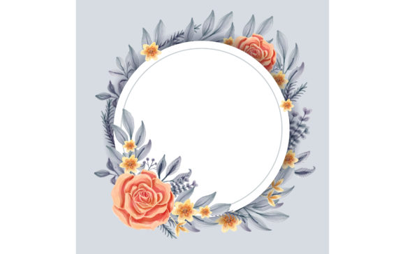 Download Watercolor Floral Frame with Circular - Water Collection