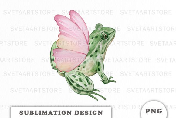 Download Watercolor Frog with Butterfly Wings Png - Water Collection