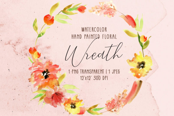 Download Watercolor Wreath with Orange Flowers - Water Collection
