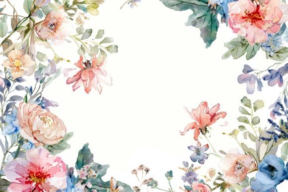 Download Watercolor Floral Frame - Water Collection