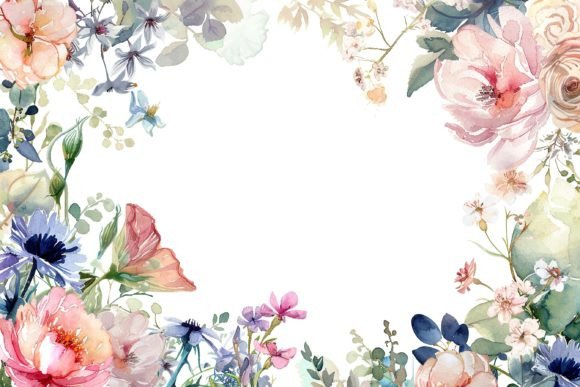 Download Watercolor Floral Frame - Water Collection