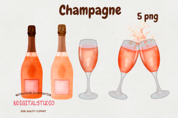 Download Watercolor Champagne Clipart. - Water Collection
