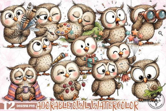 Download Adorable Owl Watercolor PNG - Water Collection