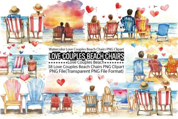 Download Watercolor Love Couples Beach Chairs - Water Collection