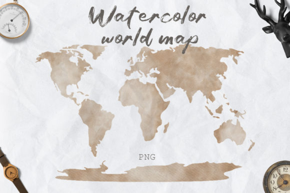 Download Watercolor World Map Clipart PNG - Water Collection