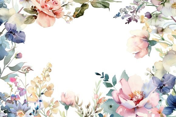 Download Watercolor Floral Frame - Water Collection