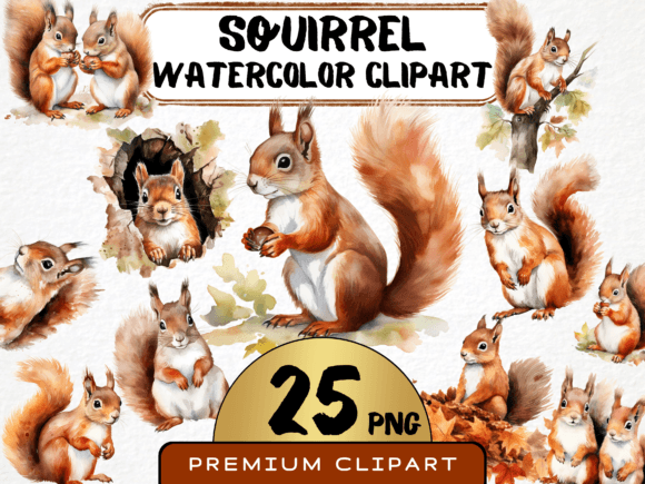 Download Watercolor Squirrel Clipart - Water Collection