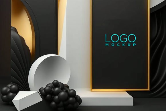Download Logo Mockup, Black Frame Interior Mockup - Mockup Collection