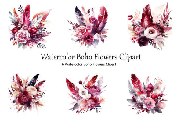 Download Watercolor Boho Flowers Clipart - Water Collection