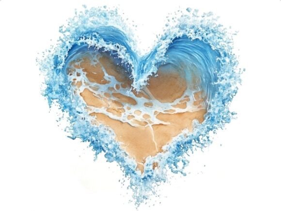 Download 10 Wave Water Beach Heart Shape Clipart - Water Collection