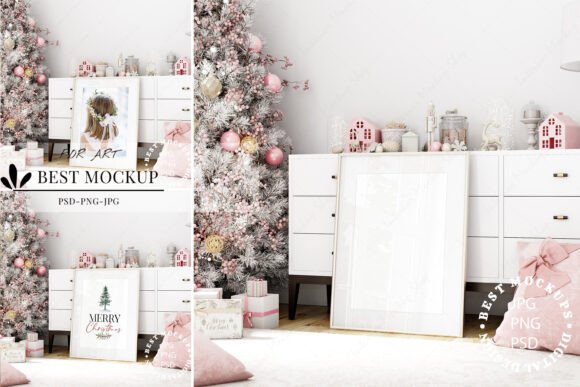 Download Christmas Frame Mockup, Bedroom Mockup - Mockup Collection