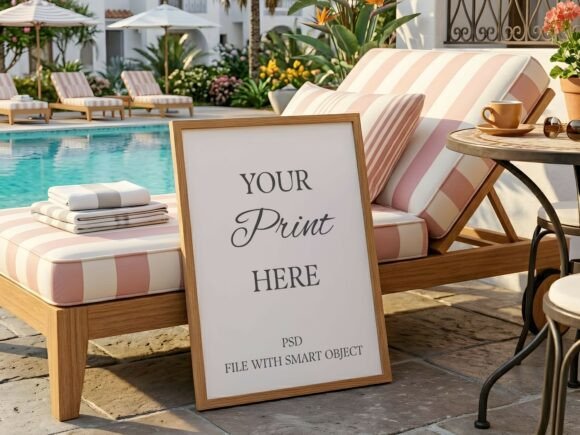 Download Wood Frame Mockup Resort Pool Mediterran - Mockup Collection