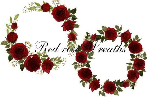 Download Watercolor Red Rose Floral Wreath PNG - Water Collection