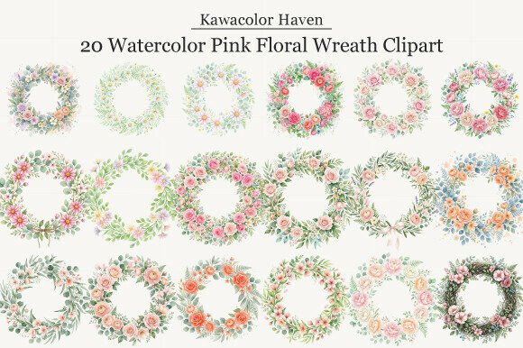 Download Watercolor Pink Floral Wreath Clipart - Water Collection