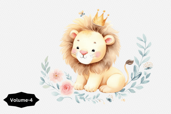 Download Watercolor Lion Cliparts Volume –4 - Water Collection