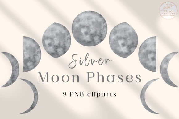 Download Silver Moon Phases Watercolor Clipart - Water Collection