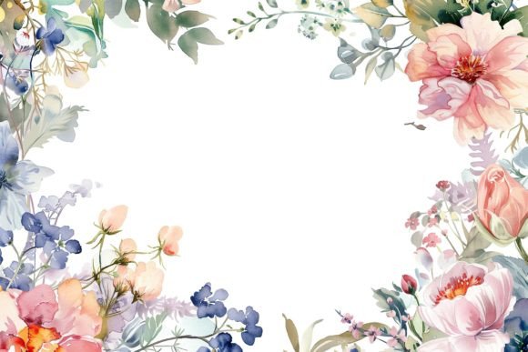 Download Watercolor Floral Frame - Water Collection