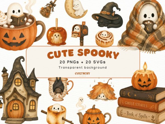 Download Cute Spooky Watercolor Clipart Halloween - Water Collection