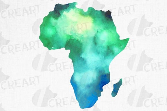 Download Watercolor Green Blue Africa Map Clipart - Water Collection