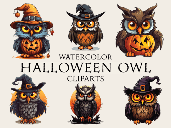 Download Watercolor Halloween Owl Cliparts - Water Collection