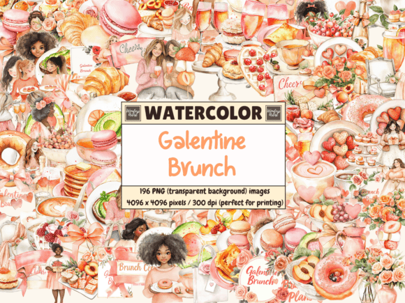 Download Galentine Brunch Watercolor Clipart - Water Collection