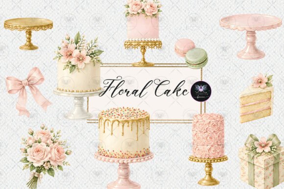 Download Elegant Floral Cake Watercolor Clipart - Water Collection