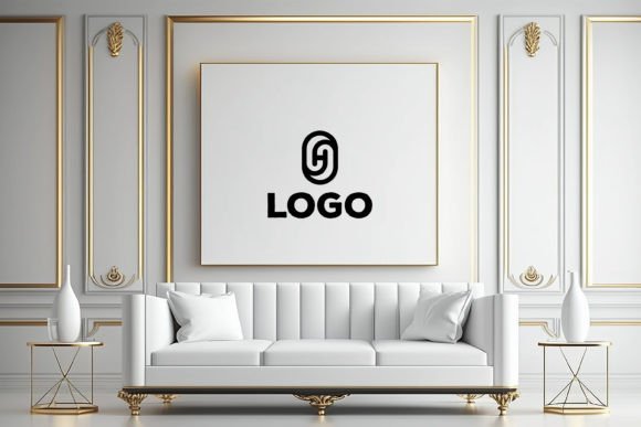 Download Logo Mockup in the White Luxury Interior - Mockup Collection