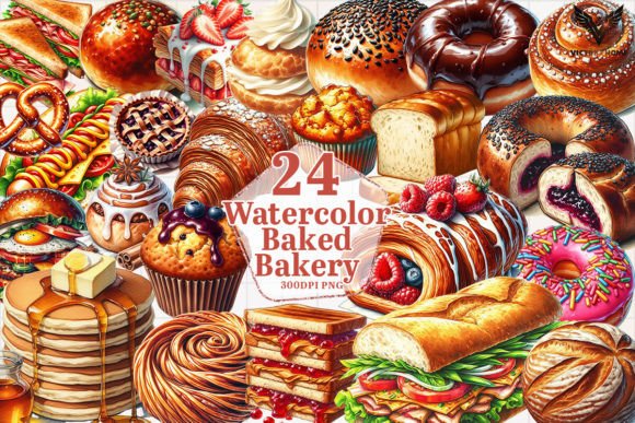 Download Watercolor Baked Bakery Clipart PNG - Water Collection