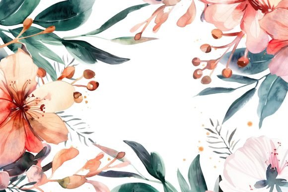 Download Watercolor Floral Frame - Water Collection