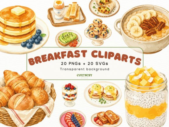 Download Breakfast Watercolor Cliparts, Food PNG - Water Collection