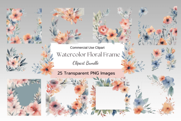 Download Dreamy Coral Watercolor Floral Frame PNG - Water Collection