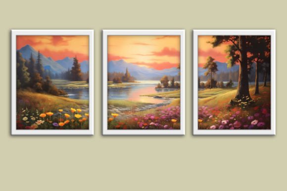 Download Sunset Landscape Printable Wall Art Set - Printable wall art Collection
