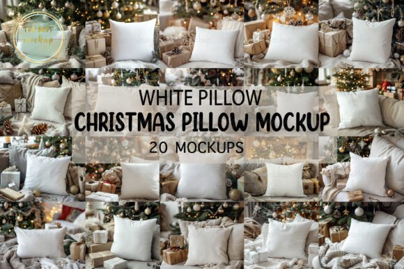 Download Pillow Mockups, Christmas Pillow Bundle - Mockup Collection