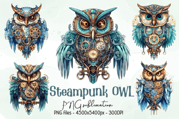 Download Steampunk OWL Sublimation Clipart - Owl sublimation Collection