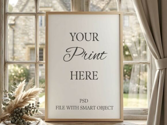 Download Vertical Wood Frame Mockup Cozy Window - Mockup Collection