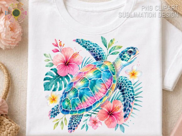Download Watercolor Sea Turtle Tropical Floral - Water Collection